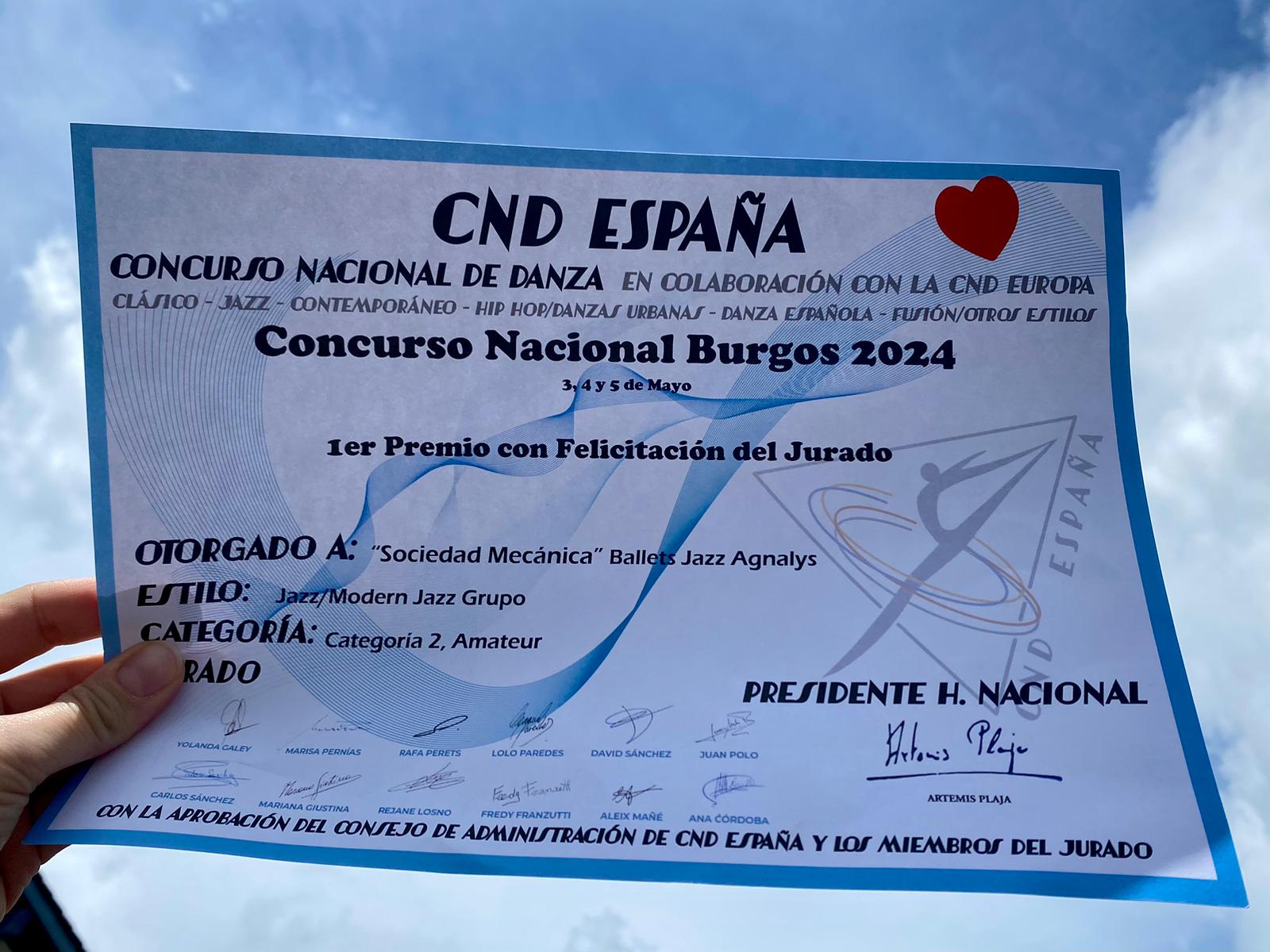 1er prix au concours national en Espagne à Burgos